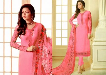 Unstitched Indian Chiffon Wrap Embroidered Georgette Three Piece02